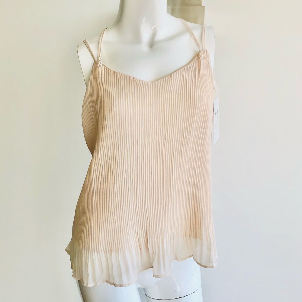 Chiffon pleated tank top sleeveless top size:OS